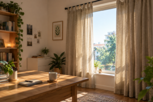 Are loop curtains suitable for home offices and workspaces?