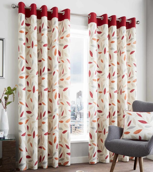 Leaf Pattern Eyelet Curtains Dubai