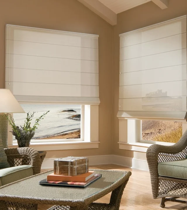 Two light-colored Roman Blinds Dubai Two light-colored Roman Blinds Dubai